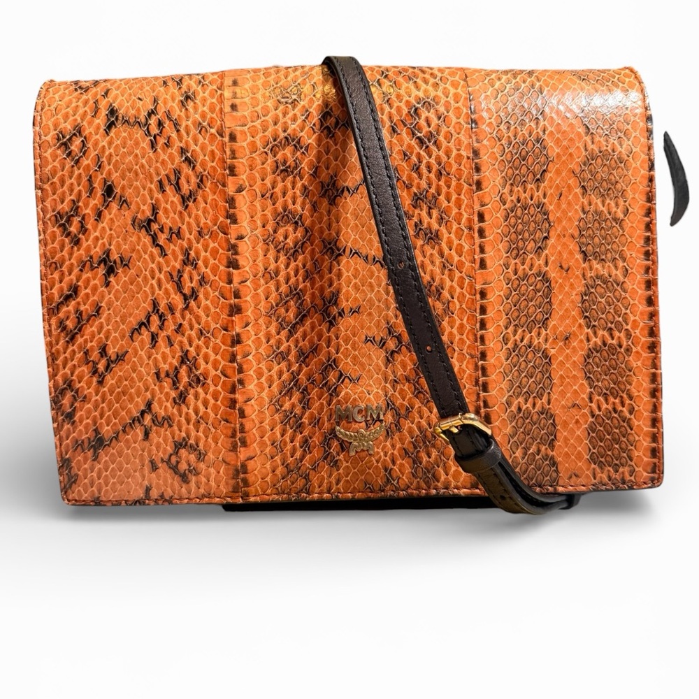 MCM Rare Cognac Python Snakeskin Crossbody Bag - EUC